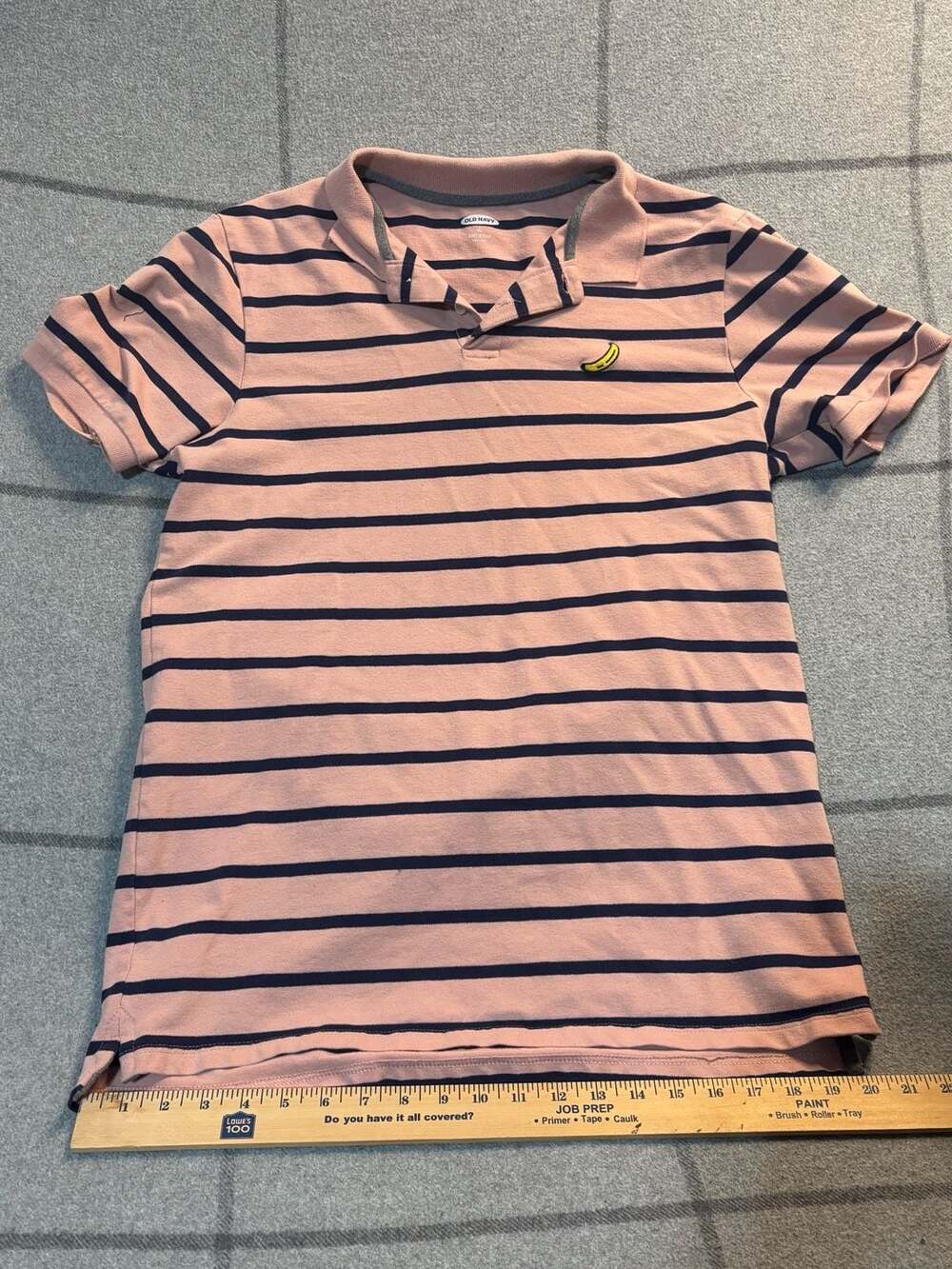 Old Navy Polo Shirt Size L Tall Pink Striped Banana Patch